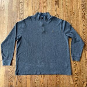 Mens Polo Ralph Lauren 3XL Big Estate Rib 1/4 Zip Pullover in Dark Charcoal Gray